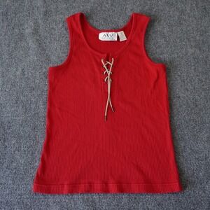 AW Sport by Allyson Whitmore Red Lace-Up Ribbed Tank Top -‎ Women's S